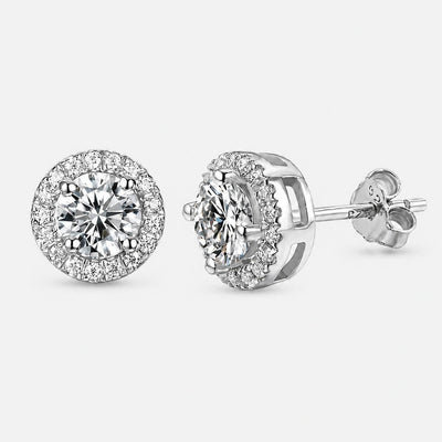 Round Halo Stud Moissanite Earrings