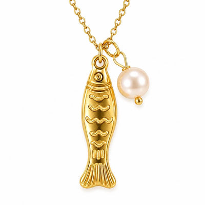 Fish Pearl Pendant Necklace