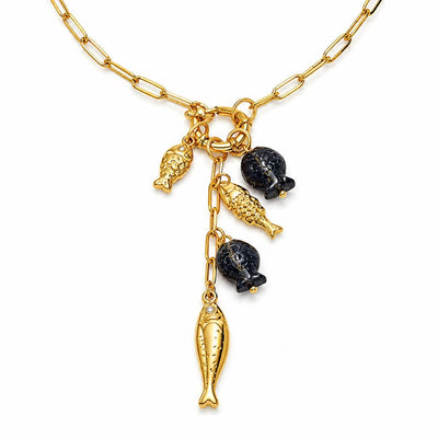 Fish Pendant Paperclip Necklace