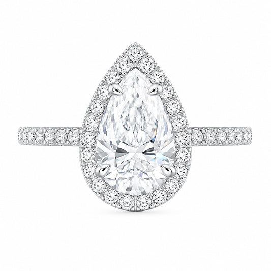Silver 1ct Pear Ring