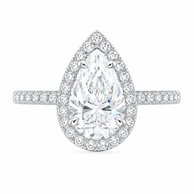 Silver 1ct Pear Ring